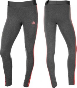 Adidas Legginsy damskie adidas Loungewear Essentials 3-Stripes szare HD1831 S 1