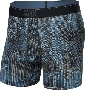 SAXX Bokserki męskie trekkingowe / sportowe z rozporkiem SAXX QUEST Boxer Brief Fly dymne góry - czarne S 1