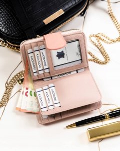 Lorenti Skórzany portfel damski w orientacji pionowej zamykany na zatrzask - Lorenti NoSize 6