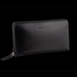 KORUMA Skórzany portfel damski zapinany na zamek z ochroną RFID  (Czarny) Uniwersalny 1