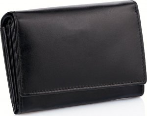 KORUMA Mały skórzany damski  portfel z ochroną RFID (Czarny) Uniwersalny 1