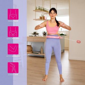 One Fitness Hula hop z obciążnikiem + licznik fh02 różowe 16