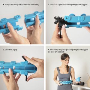 HMS Zestaw hula hop z wypustkami i obciążnikiem HMS hhw01 niebieskie + pas wyszczuplający br163 czerwony 13