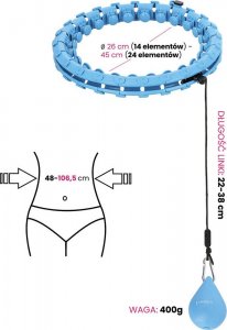 HMS Zestaw hula hop z wypustkami i obciążnikiem HMS hhw01 niebieskie + pas wyszczuplający br163 czerwony 6