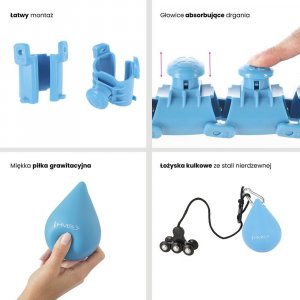 HMS Zestaw hula hop z wypustkami i obciążnikiem HMS hhw01 niebieskie + pas wyszczuplający br163 czerwony 7