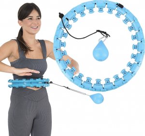 HMS Zestaw hula hop z wypustkami i obciążnikiem HMS hhw01 niebieskie + pas wyszczuplający br163 czerwony 10