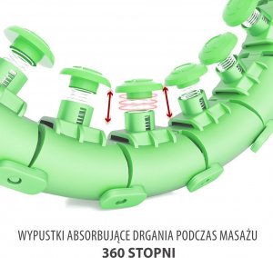 HMS Zestaw hula hop z wypustkami i obciążnikiem hhw01 zielony + pas wyszczuplający br163 czerwony 9