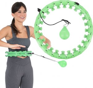 HMS Zestaw hula hop z wypustkami i obciążnikiem hhw01 zielony + pas wyszczuplający br163 czerwony 10