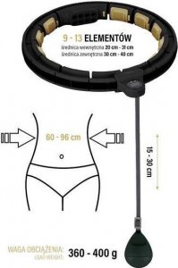 HMS Hula-Hop z obciążnikiem i magnesem + licznik HHM13 czarno - złote 10