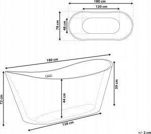 Wanna Beliani Wanna wolnostojąca 180 x 78 cm czerwona ANTIGUA 3