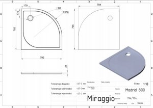 Brodzik Miraggio Brodzik konglomeratowy 80x80cm półokrągły 6