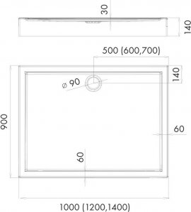 Brodzik SCHEDPOL Brodzik akrylowy Stabilsound 90x100x14/3cm prostokątny Competia 4