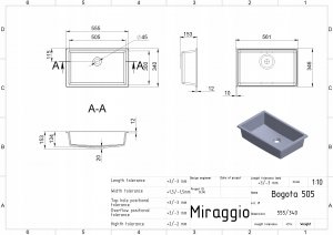 Umywalka Miraggio Umywalka podblatowa prostokątna 56 x 35cm 6