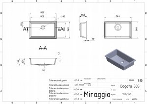 Umywalka Miraggio Umywalka podblatowa prostokątna 56 x 35cm 7