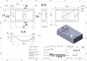 Umywalka Miraggio Umywalka nablatowa mała misa 40 x 23 cm 7