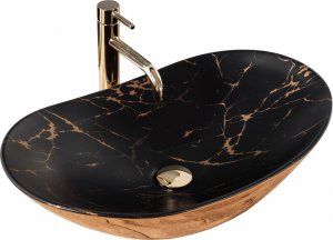 Umywalka Rea Umywalka nablatowa REA Royal In Black Marble Gold 1