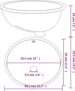 Umywalka vidaXL vidaXL Umywalka, biała, 38,5x33,5x19 cm, owalna, ceramiczna 9