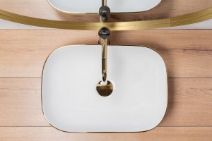 Umywalka Rea Umywalka nablatowa Rea Belinda White GOLD BRUSH 3