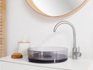 Umywalka Beliani Umywalka nablatowa okrągła 36 cm czarna TOLOSA 2