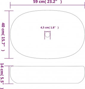 Umywalka vidaXL Umywalka nablatowa, piaskowo-niebieska, owalna, 59x40x14 cm 8