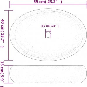 Umywalka vidaXL Umywalka nablatowa, wielokolorowa, owalna, 59x40x15 cm 8