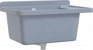 Umywalka vidaXL Umywalka do montażu na ścianie, szara, 60x40x28 cm, żywica 2