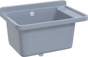 Umywalka vidaXL Umywalka do montażu na ścianie, szara, 60x40x28 cm, żywica 8