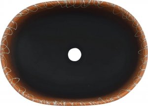 Umywalka vidaXL Umywalka nablatowa, czarno-pomarańczowa, owalna, 47x33x13 cm 6