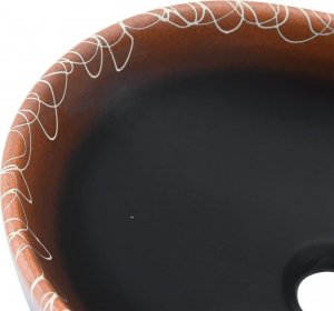 Umywalka vidaXL Umywalka nablatowa, czarno-pomarańczowa, owalna, 47x33x13 cm 7