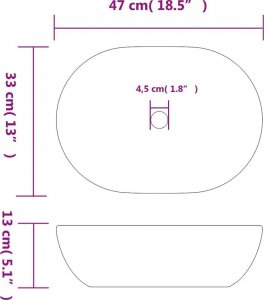 Umywalka vidaXL Umywalka nablatowa, czarno-pomarańczowa, owalna, 47x33x13 cm 8