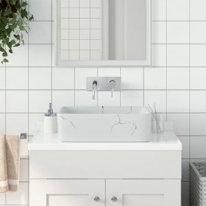 Umywalka vidaXL Umywalka nablatowa, biała, prostokątna, 46x35,5x13 cm, ceramika Lumarko! 1
