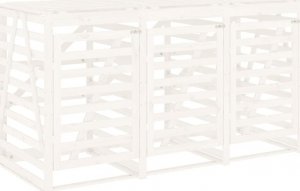 vidaXL Obudowa na 3 kosze na śmieci, biała, lite drewno sosnowe 5