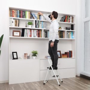 Songmics Składana drabina schodkowa z 2 stopniami, składana część, bezpieczny mechanizm blokujący, łatwa do przechowywania, nośność 150 K (GSL12WT XXX) 2