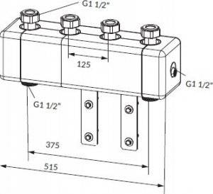 Afriso Rozdzielacz KSV 125-2 HW 70kW, dla 2 obiegów pompowych, ze sprzęgłem hydraulicznym 2