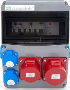 ELS Elektrotechnika Rozdzielnica budowlana 32A/5P + 16A/5P + 4*GS 230V + zabezpieczenia + różnicówka, 11NO42C11C1F 7
