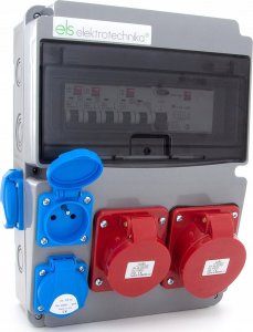 ELS Elektrotechnika Rozdzielnica budowlana 32A/5P + 16A/5P + 4*GS 230V + zabezpieczenia + różnicówka, 11NO42C11C1F 9