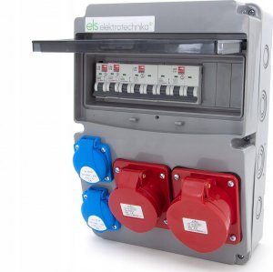 ELS Elektrotechnika Rozdzielnica budowlana 32A/5P + 16A/5P + 2*GS 230V + zabezpieczenia, 11NO22C11C11C 7