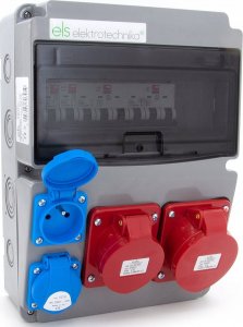 ELS Elektrotechnika Rozdzielnica budowlana 32A/5P + 16A/5P + 2*GS 230V + zabezpieczenia, 11NO22C11C11C 9