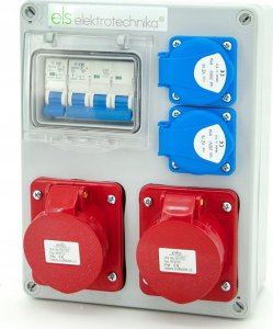 ELS Elektrotechnika Rozdzielnica budowlana Mikołajki 2*16A/4 + 2*GS + zabezpieczenia, obudowa naścienna, 4NO21B21B0/4 2