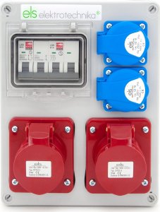 ELS Elektrotechnika Rozdzielnica budowlana Mikołajki 2*16A/4 + 2*GS + zabezpieczenia, obudowa naścienna, 4NO21B21B0/4 8