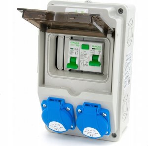 ELS Elektrotechnika Rozdzielnica budowlana, ogrodowa 2*GS 230V + zabezpieczenia + różnicówka, 6NO21C00F 2