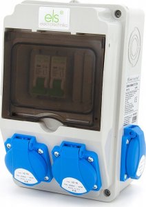 ELS Elektrotechnika Rozdzielnica budowlana, ogrodowa 2*GS 230V + zabezpieczenia + różnicówka, 6NO21C00F 9
