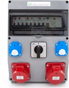 ELS Elektrotechnika Rozdzielnia budowlana 32A/5 + 16A/5 + 2*GS 230V + zabezpieczenia + różnicówka + wyłącznik L-0-P, 12NO22C11C11CFLP 14