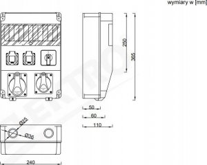 F-Elektro Rozdzielnica CAJA 16A/5P, 32A/5P, 2x230V, 0/1 11M IP44 1