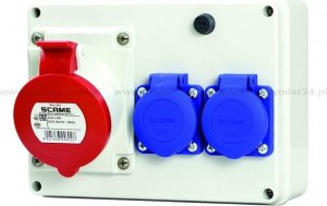 Scame Rozdzielnica budowlana natynkowa 1x16A/5P 2x230V IP44 E-Box Scame 686.122 szara 1