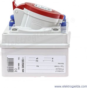 Scame Rozdzielnica budowlana natynkowa 1x16A/5P 2x230V IP44 E-Box Scame 686.122 szara 3