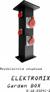 Pawbol Rozdzielnica słupkowa B.18.DS04C 32A/5P, 16A.5P, 2x250V, IP44 czarna 3