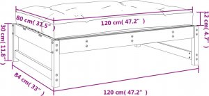 vidaXL Podnóżek ogrodowy, biały, 120x80 cm, lite drewno sosnowe 8