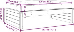vidaXL Podnóżek ogrodowy, biały, 120x80 cm, lite drewno sosnowe 9
