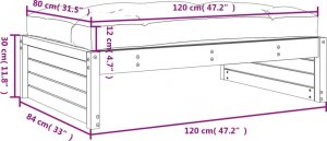 vidaXL Podnóżek ogrodowy, miodowy brąz, 120x80 cm, lite drewno sosnowe 9